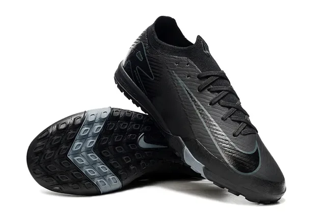Nike Preto Cinza Baixo Corte Malha Superior Sola Moldada Quadrada Sapatos de Futebol para Gramado 4