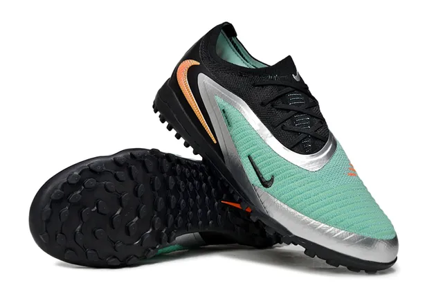 Nike أسود أخضر قماش معقود علوية ربط غير متماثل ترافي حذاء كرة القدم 3