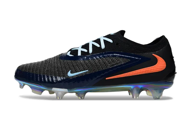 Nike Noir Marine Tricot Supérieur Semelle Iridescente Terrain Firme Chaussures de Football 2