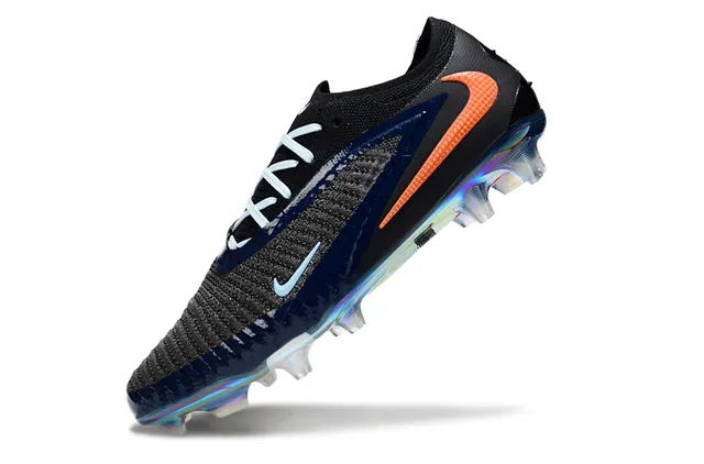 Nike Noir Marine Tricot Supérieur Semelle Iridescente Terrain Firme Chaussures de Football 3