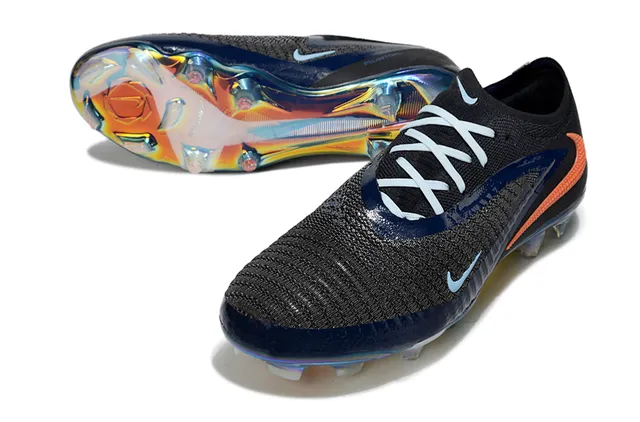 Nike Noir Marine Tricot Supérieur Semelle Iridescente Terrain Firme Chaussures de Football 5