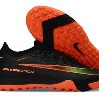 Zapatillas de fútbol Nike negro naranja cuello knit overlay sintético turf
