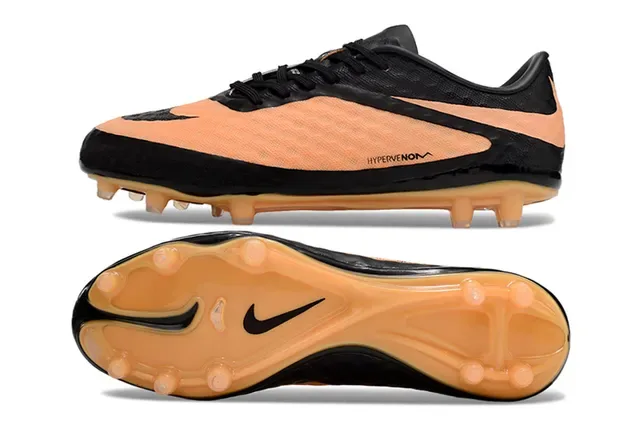 Nike Chaussures de football Noir Orange Bas Haut Synthétique Texturé Nid d'abeille Forefoot Surface Dure 6