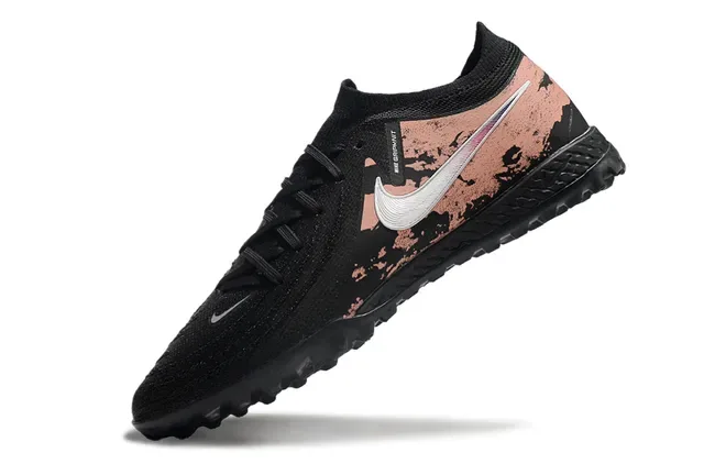 Nike Black Pink Knit Upper Distressed Copper Graphic Turf Soccer Shoes 3