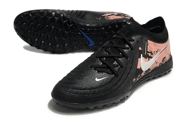 Nike Black Pink Knit Upper Distressed Copper Graphic Turf Soccer Shoes 4