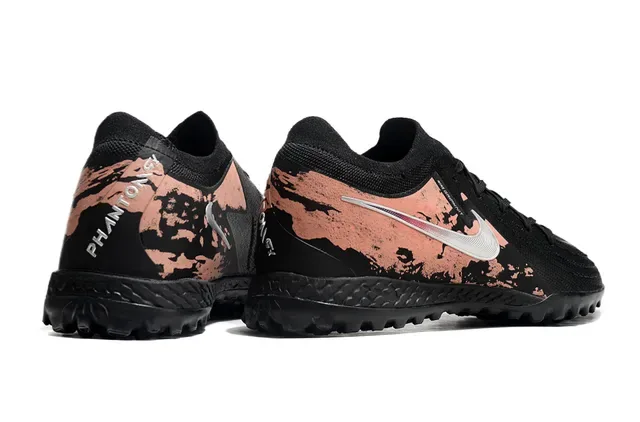 Nike Black Pink Knit Upper Distressed Copper Graphic Turf Soccer Shoes 5