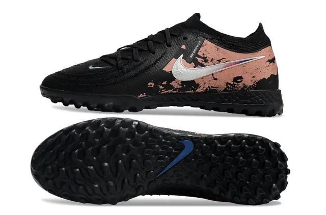 Nike Black Pink Knit Upper Distressed Copper Graphic Turf Soccer Shoes 6