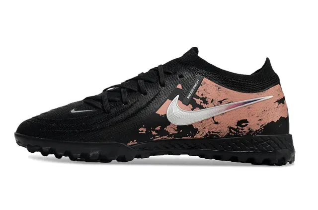 Nike Black Pink Knit Upper Distressed Copper Graphic Turf Soccer Shoes 7