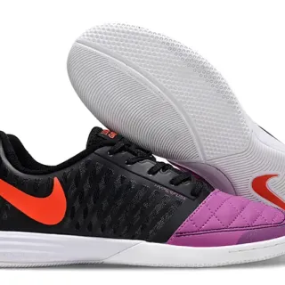 Nike Black Purple Fused Mesh Upper Quilted Synthetic Toe Cap Indoor Soccer Shoes