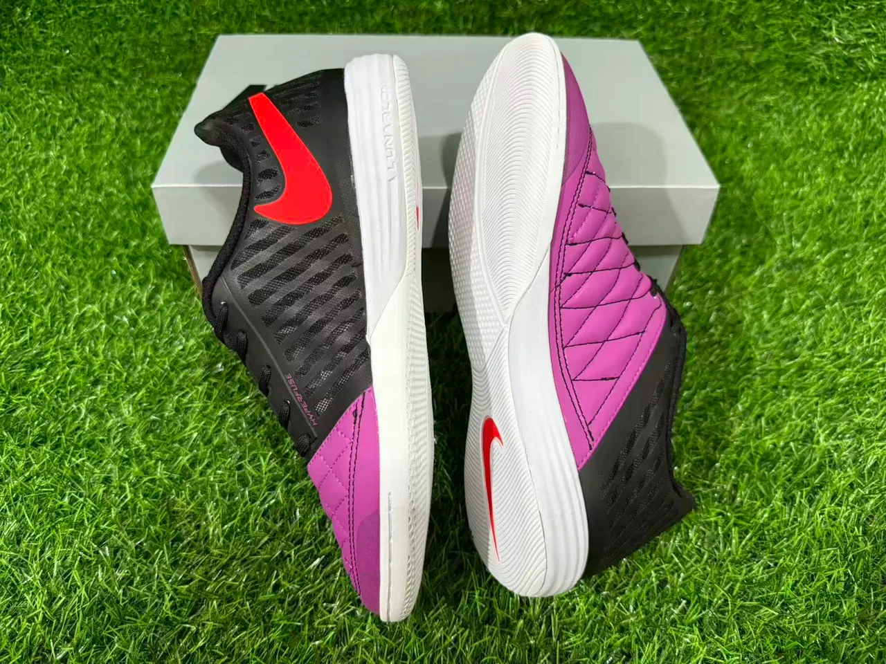 Nike Noir Violet Maille Fusionnée Supérieure Matelassée Synthétique Capuchon des Doigts Chaussures de Football Indoor 10