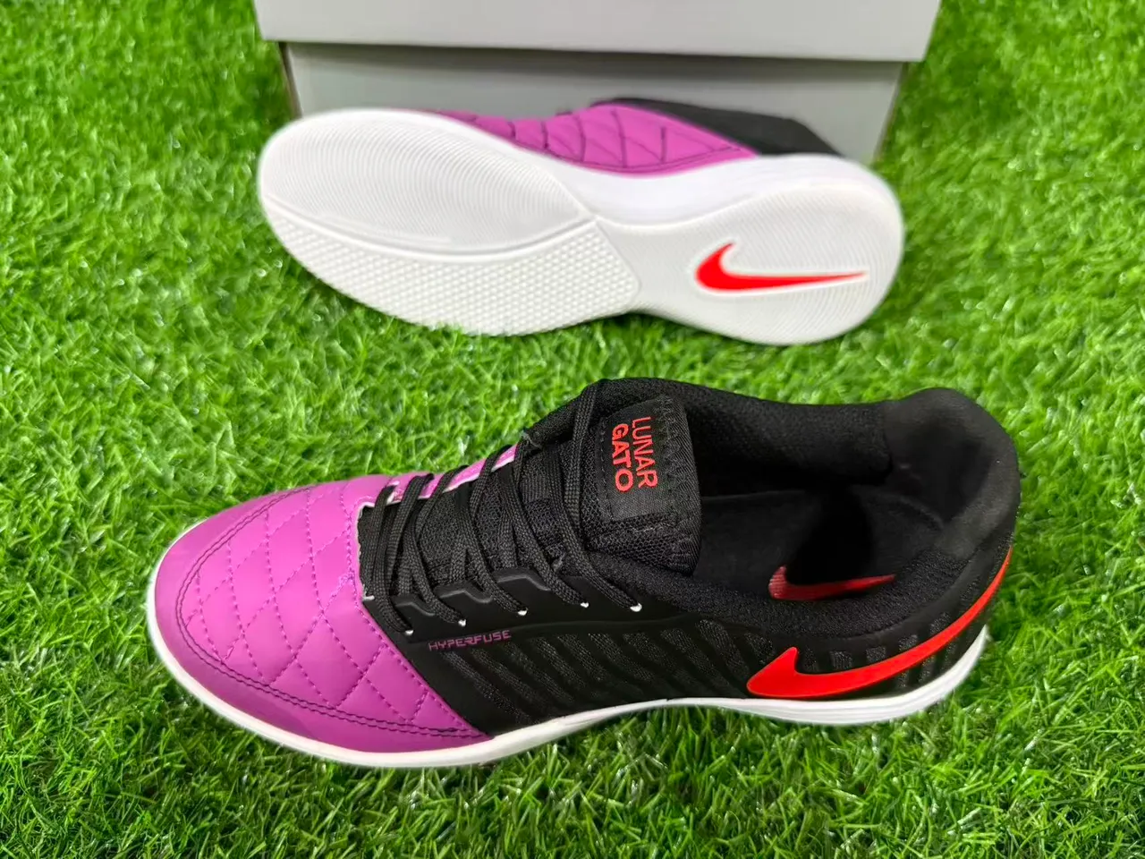 Nike Noir Violet Maille Fusionnée Supérieure Matelassée Synthétique Capuchon des Doigts Chaussures de Football Indoor 14
