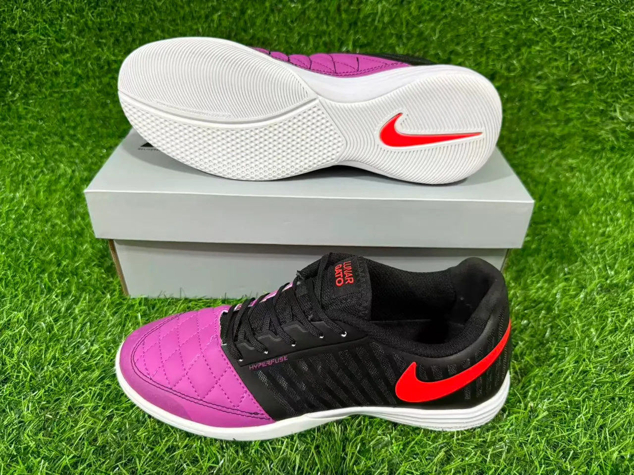 Nike Noir Violet Maille Fusionnée Supérieure Matelassée Synthétique Capuchon des Doigts Chaussures de Football Indoor 15