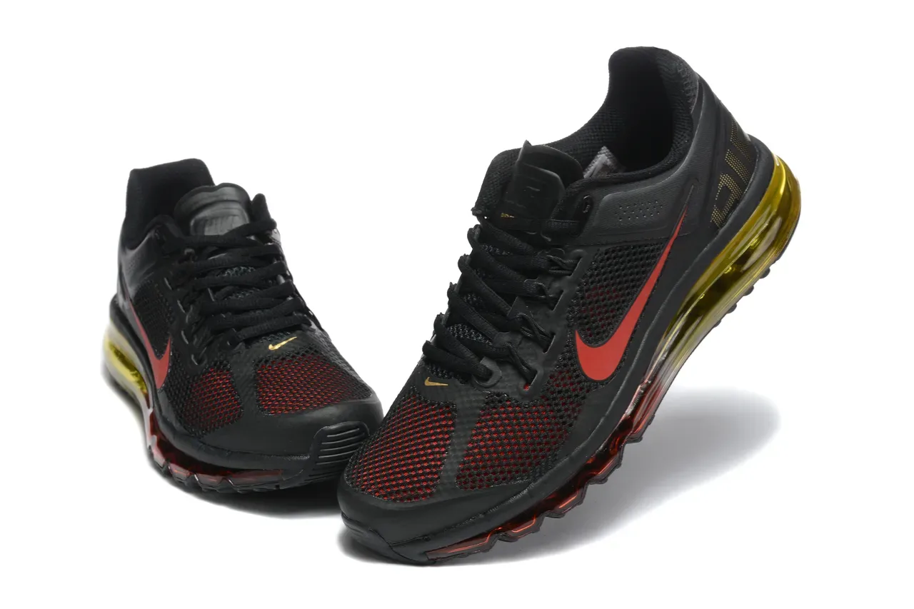 Nike Noir Rouge Air Cushioning Visible de Toute la Longueur Perforé Talons Dorés Chaussures de Course 3