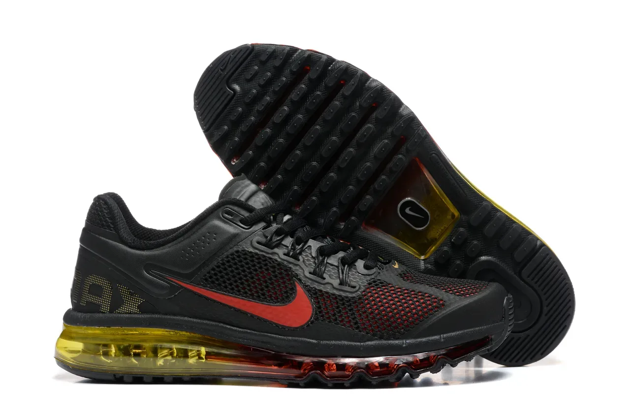 Nike Noir Rouge Air Cushioning Visible de Toute la Longueur Perforé Talons Dorés Chaussures de Course 6