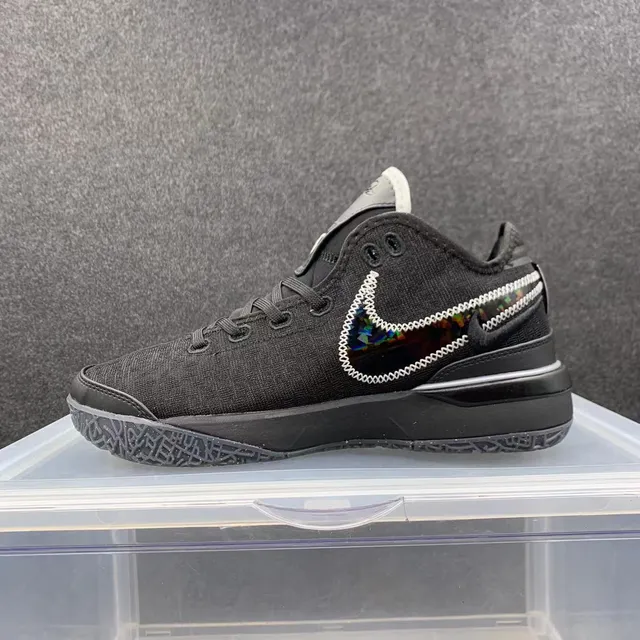 Nike Black Silver High-Top Textured Fabric Basketball Shoes 2