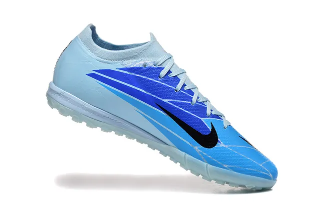 Nike Azul Negro Bajo Corte Knit Upper Asimétrico Cordones Césped Zapatos de Fútbol 3