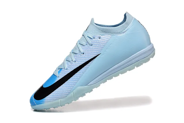 Nike Azul Negro Bajo Corte Knit Upper Asimétrico Cordones Césped Zapatos de Fútbol 4