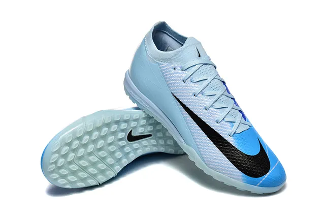 Nike Azul Negro Bajo Corte Knit Upper Asimétrico Cordones Césped Zapatos de Fútbol 7