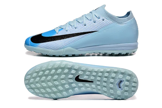 Nike Azul Negro Bajo Corte Knit Upper Asimétrico Cordones Césped Zapatos de Fútbol 9