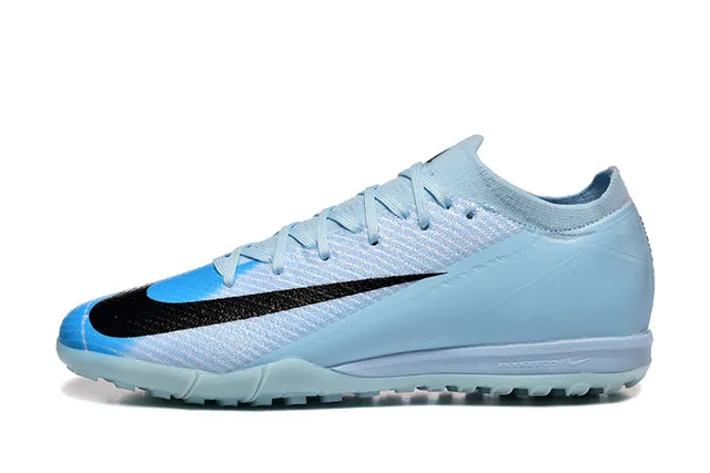 Nike Azul Negro Bajo Corte Knit Upper Asimétrico Cordones Césped Zapatos de Fútbol 10