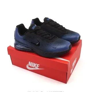 Nike Blue Black Perforated Gradient Mesh Upper Visible Heel Air Unit Lifestyle Sneakers