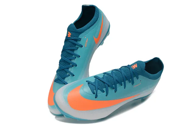 Nike Blue Orange Knit Upper Gradient Cyan-To-White Firm-Ground Soccer Shoes 7