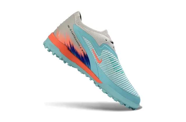 Nike Blue Orange Knit Upper Studs Turf Soccer Shoes 4
