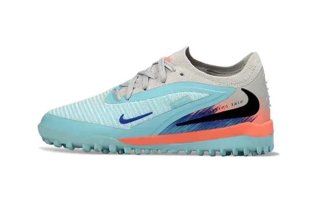 Nike Blue Orange Knit Upper Studs Turf Soccer Shoes 5