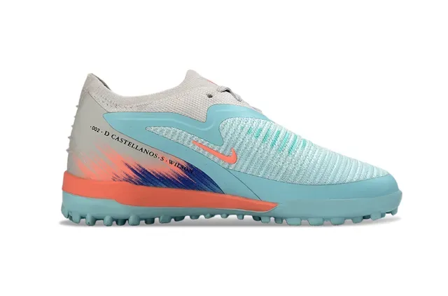 Nike Blue Orange Knit Upper Studs Turf Soccer Shoes 6