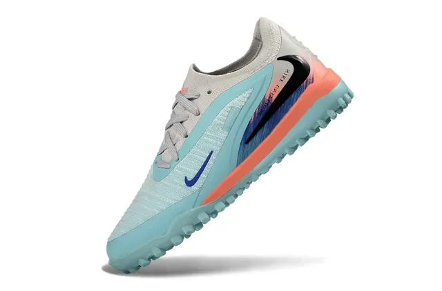 Nike Blue Orange Knit Upper Studs Turf Soccer Shoes 7