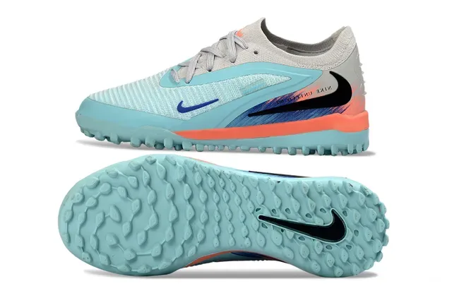 Nike Blue Orange Knit Upper Studs Turf Soccer Shoes 8