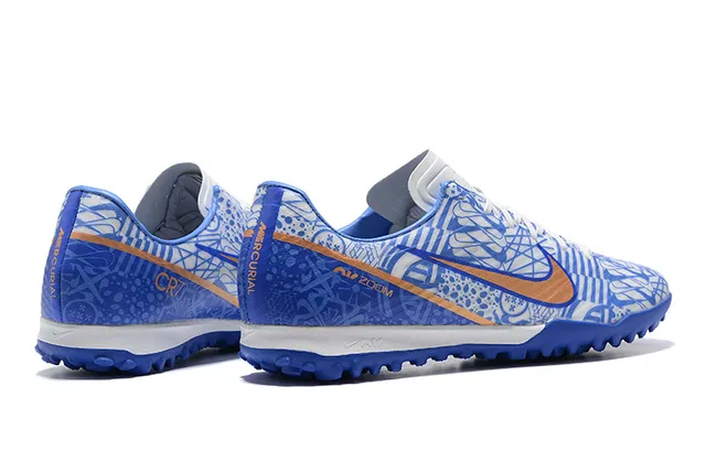 Nike Blue Orange Low-Cut Shoe Graphic Patterned Upper Turf Soccer Shoes 5