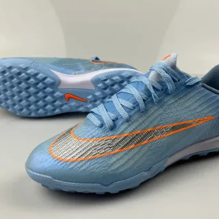 Nike Blue Orange Low-Cut Synthetic Upper Textured Ribbed Knit Turf Soccer Shoes