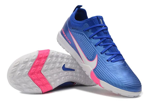 Nike Blue Pink Knit Upper Engineered Ribbing Turf Soccer Shoes 3