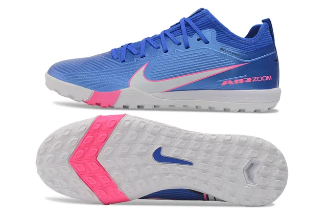 Nike Blue Pink Knit Upper Engineered Ribbing Turf Soccer Shoes 5