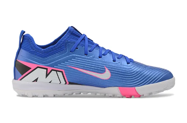 Nike Blue Pink Knit Upper Engineered Ribbing Turf Soccer Shoes 7