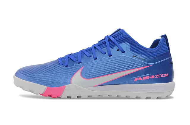 Nike Blue Pink Knit Upper Engineered Ribbing Turf Soccer Shoes 8