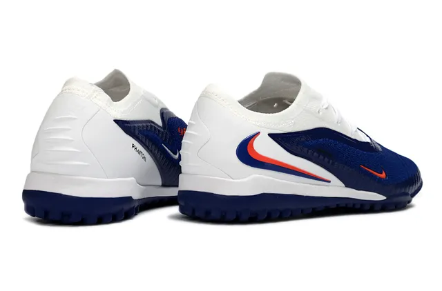 Nike Zapatillas de fútbol Turf con upper de punto azul blanco overlay sintético lateral 5