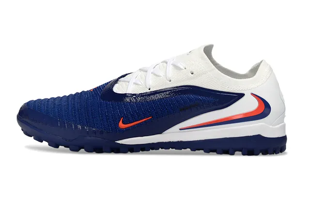 Nike Zapatillas de fútbol Turf con upper de punto azul blanco overlay sintético lateral 7