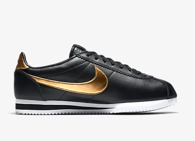 Nike Cortez Black and Gold Lifestyle Sneakers 6