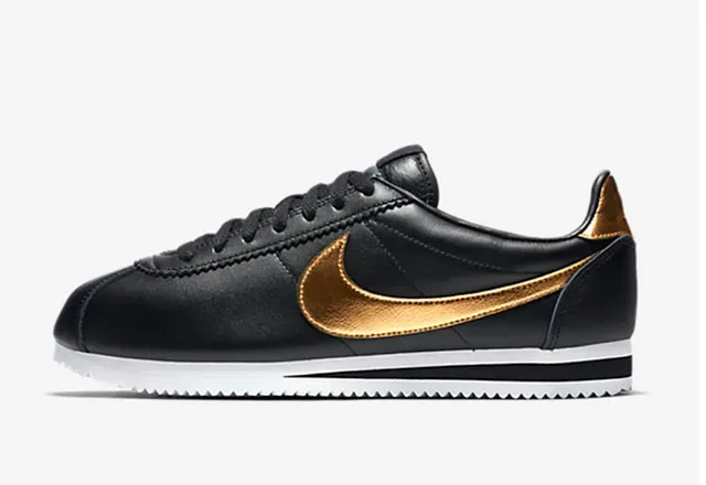Nike Cortez Black and Gold Lifestyle Sneakers 7