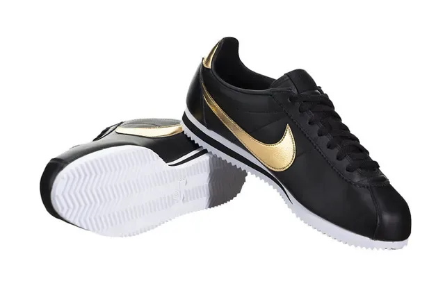Nike Cortez Black and Gold Lifestyle Sneakers 8