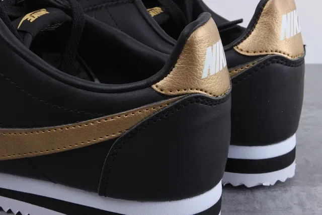 Nike Cortez Black and Gold Lifestyle Sneakers 16