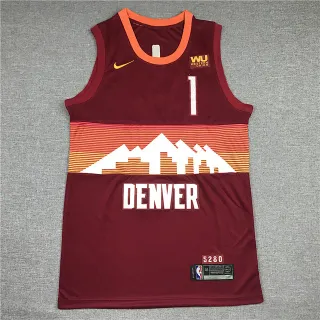 Nike Denver Nuggets City Edition Maroon Orange Sleeveless Jersey