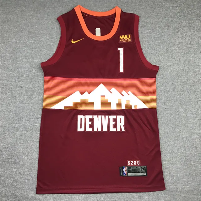 Nike Denver Nuggets City Edition Maroon Orange Maillot Sans Manches 3