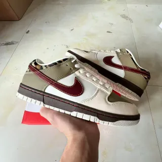 Nike Dunk Low Beige Maroon Leopard-Print Lifestyle Sneakers