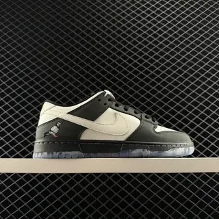 Nike Dunk Low काली सफेद भुना हुआ कबूतर डिटेल स्केटबोर्ड जूते