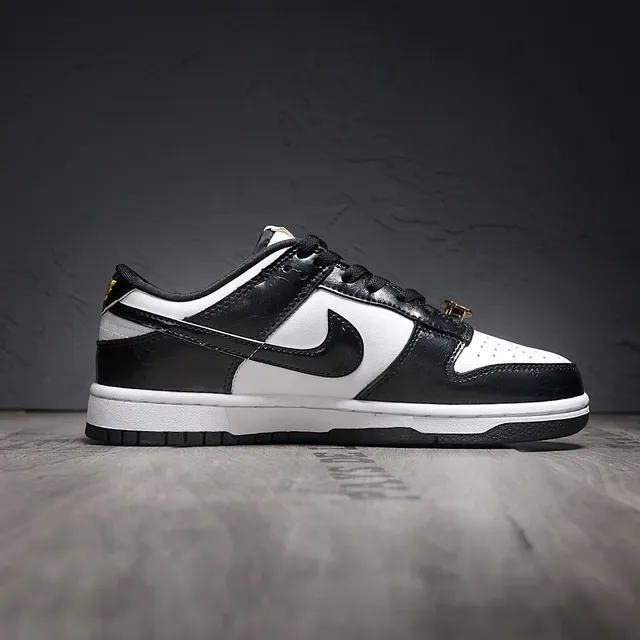 Nike Dunk Low Black White Gold Hardware Lifestyle Sneakers 6