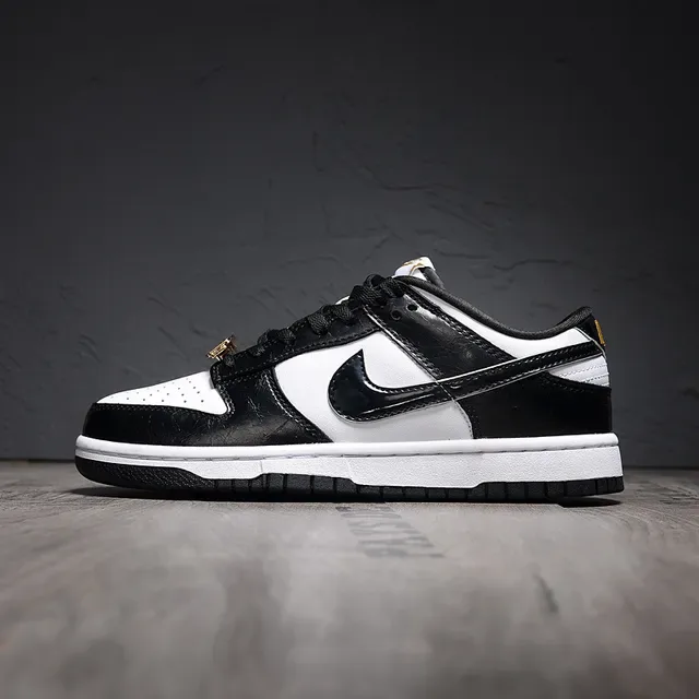 Nike Dunk Low Black White Gold Hardware Lifestyle Sneakers 7