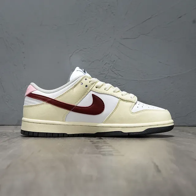 Nike Dunk Low Cream Maroon Teal Tag Lifestyle Sneakers 6